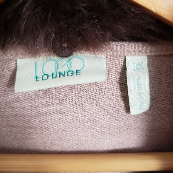 LOGO Lori Goldstein Faux Fur Collar Longline Cardigan Sweater Brown/Tan Size 3X - Picture 2 of 11